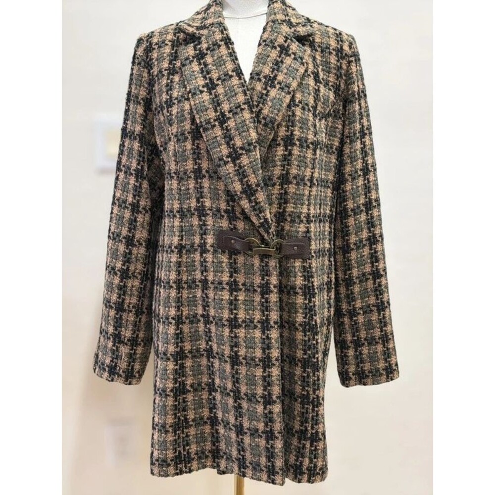 Soft Surroundings XL Wool Blend Tweed Coat Brown Black Academia